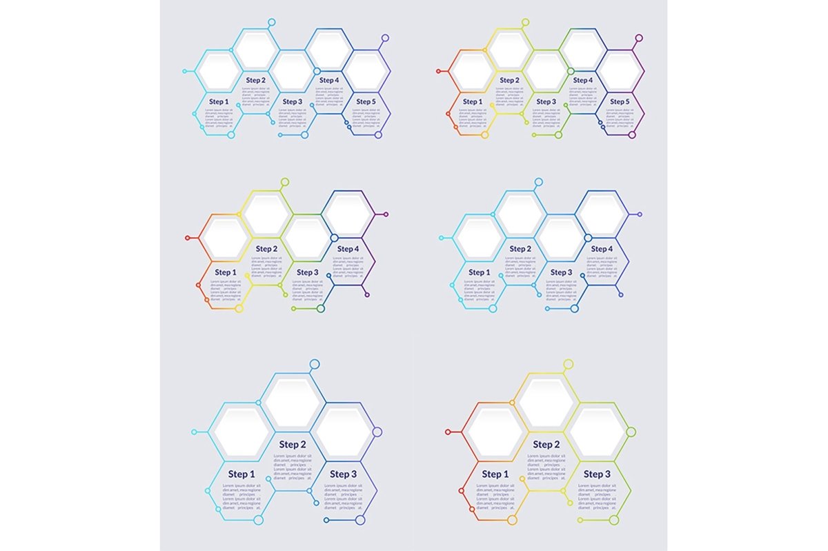 Colourful infographic chart design templates set