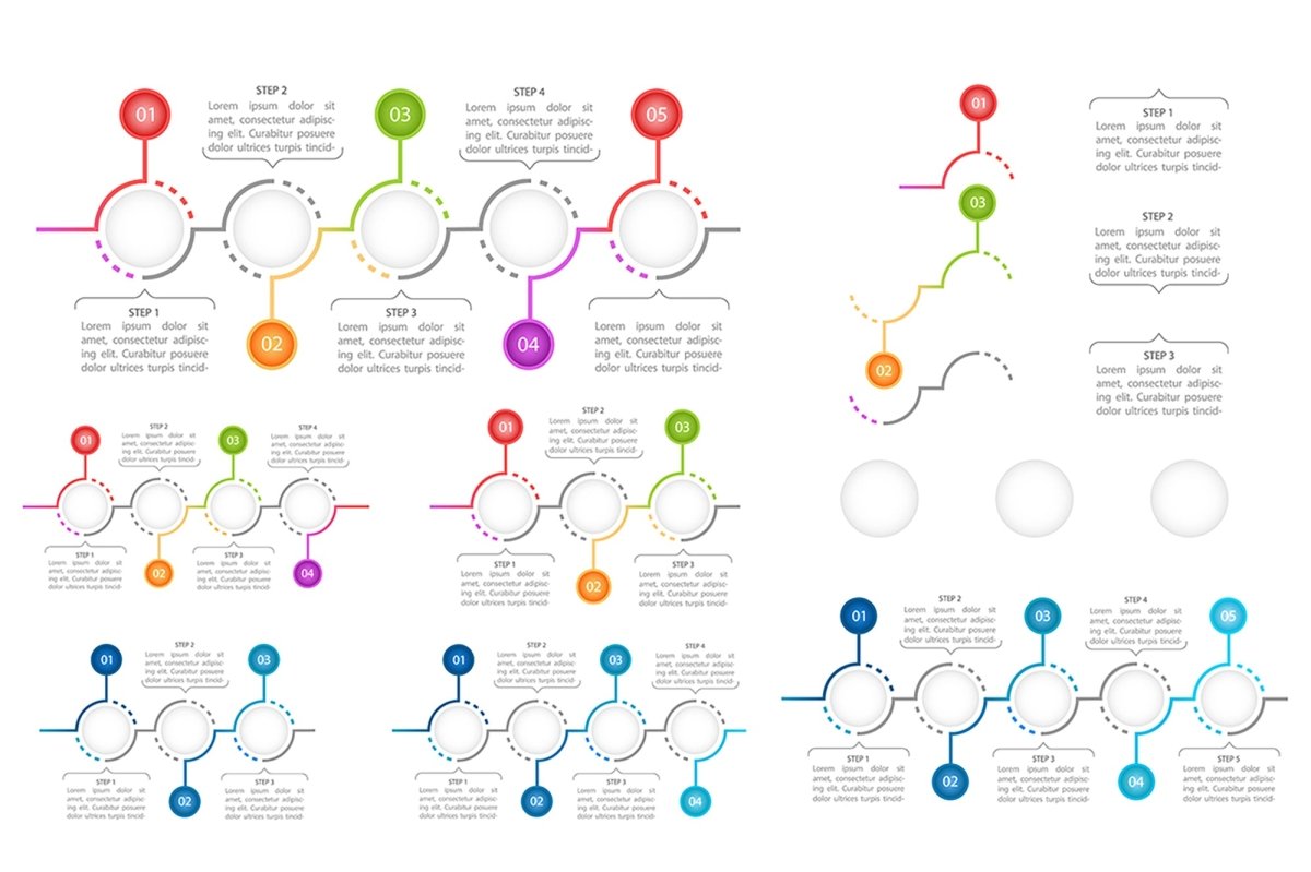 Colourful round infographic chart design element set