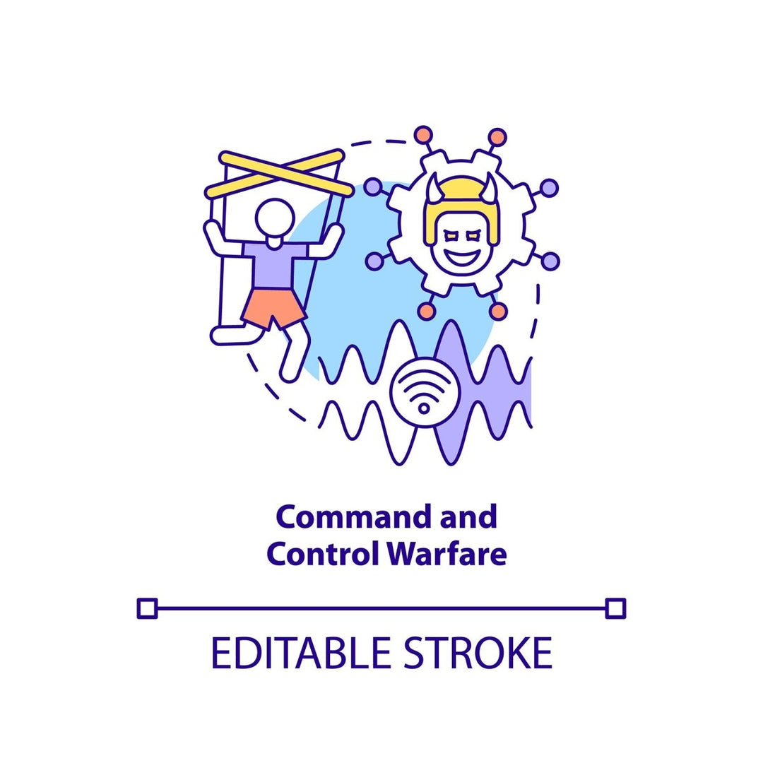 Command and control warfare concept icon