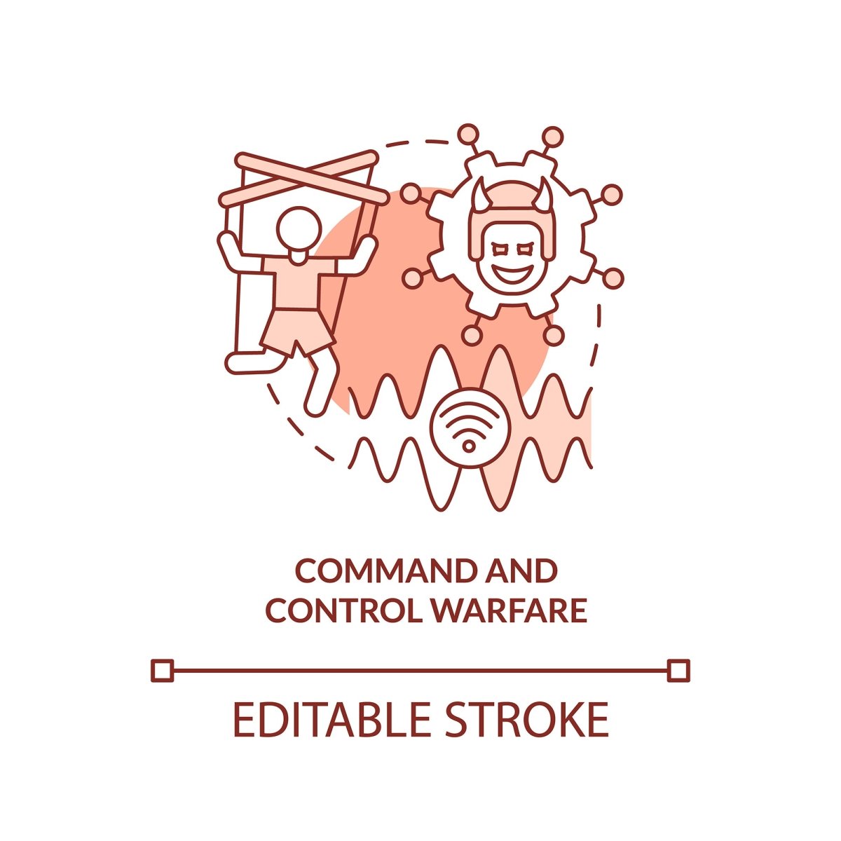Command and control warfare red concept icon