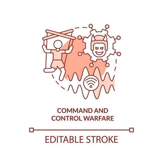 Command and control warfare red concept icon