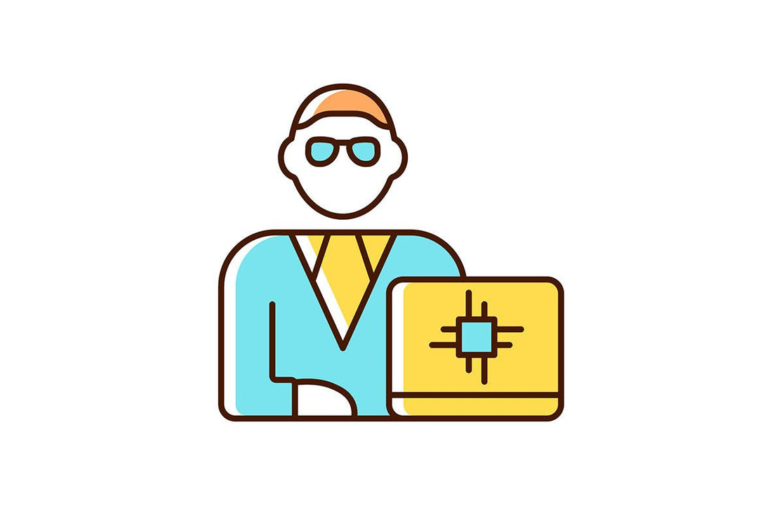 Company staff related light and dark theme RGB color icons set
