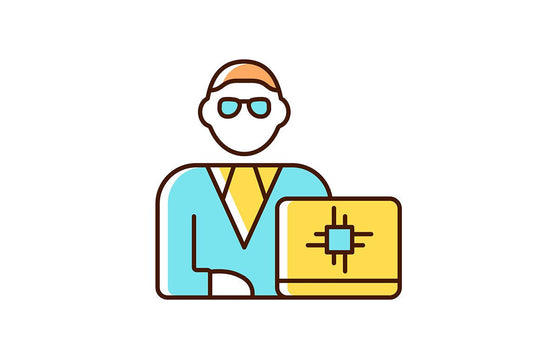 Company staff related light and dark theme RGB color icons set