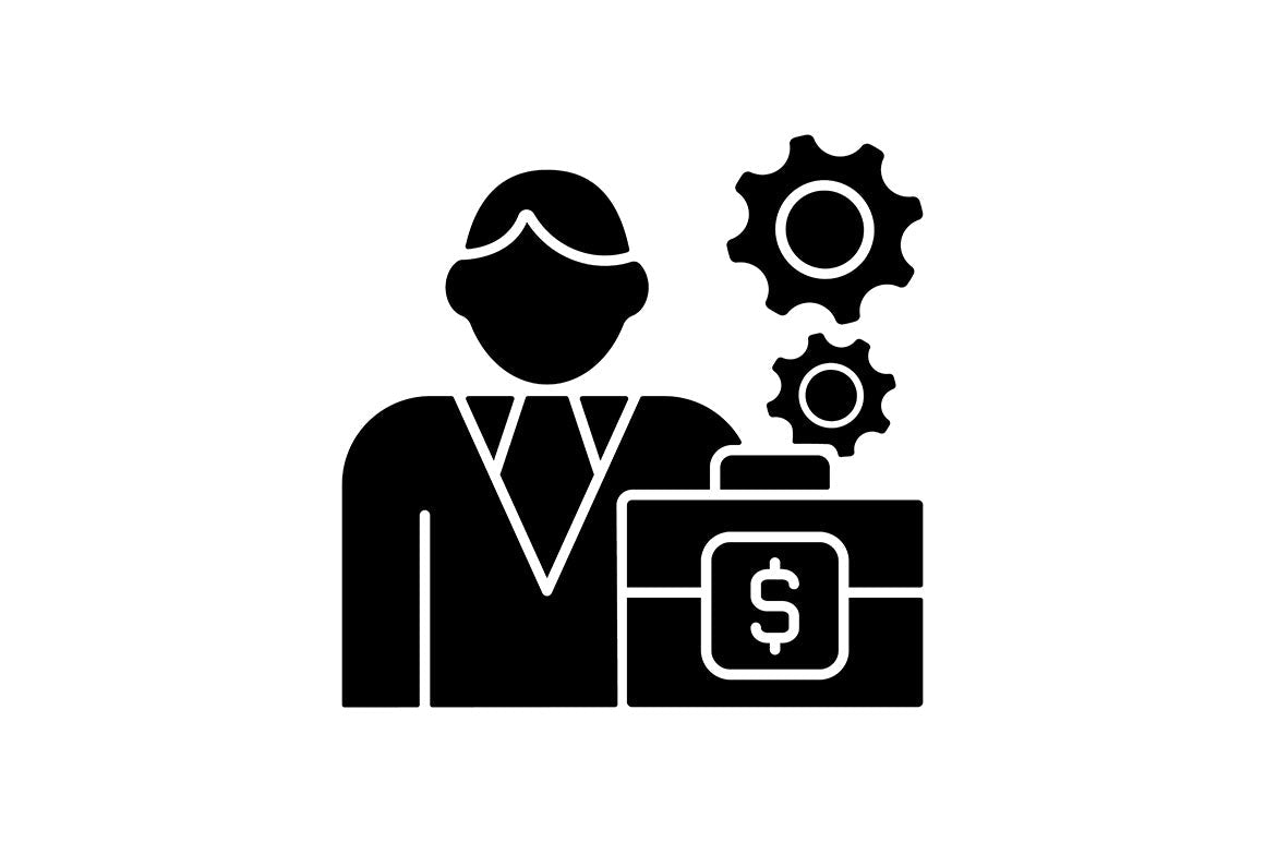 Company staff related RGB black glyph icons set on white space