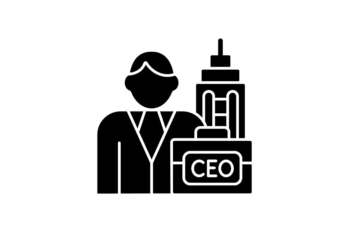 Company staff related RGB black glyph icons set on white space