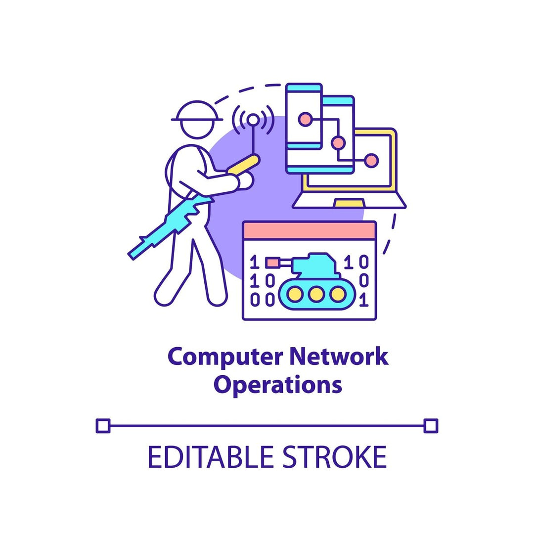 Computer network operations concept icon