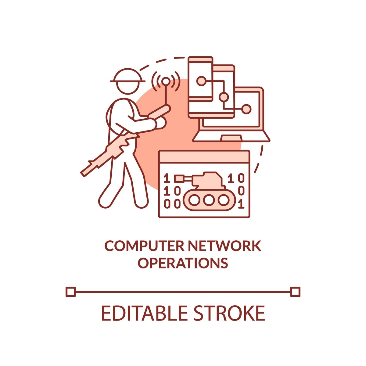 Computer network operations red concept icon