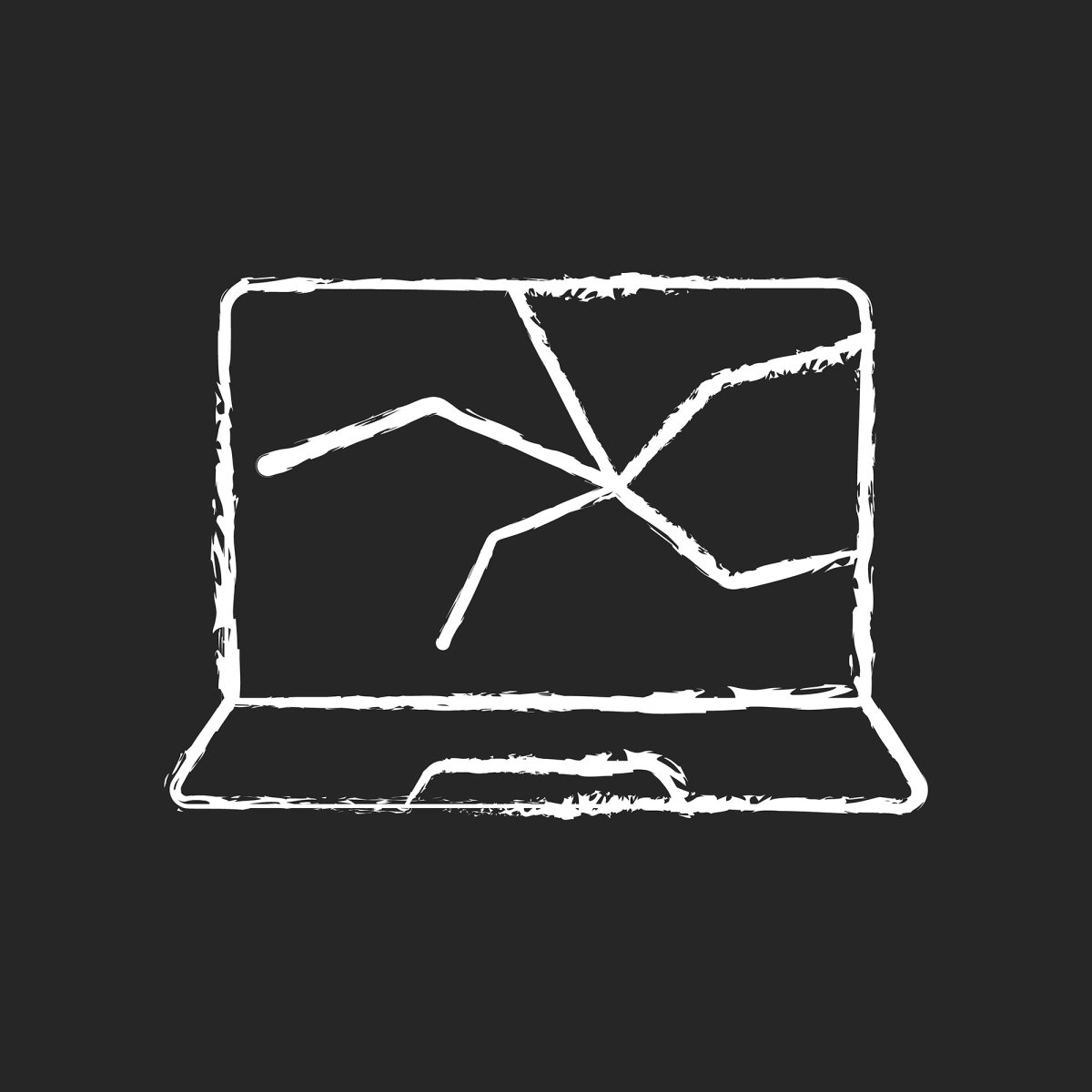 Computer problems chalk white icons set on black background