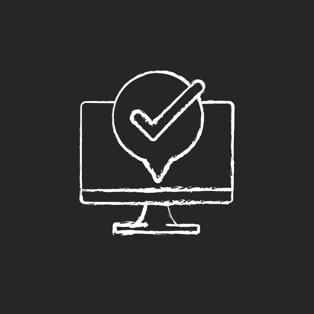 Computer problems chalk white icons set on black background