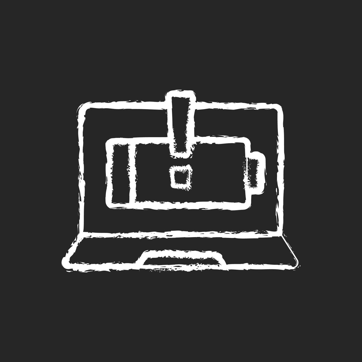Computer problems chalk white icons set on black background