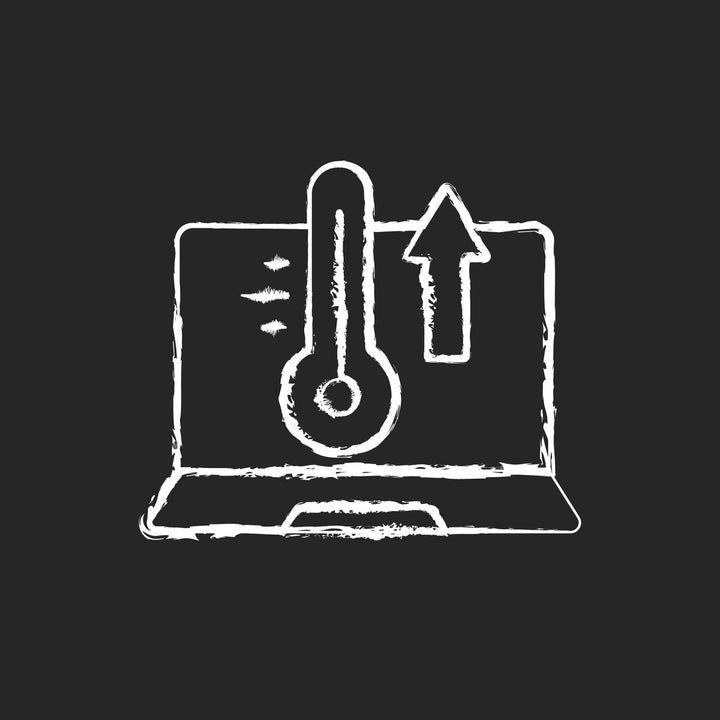 Computer problems chalk white icons set on black background