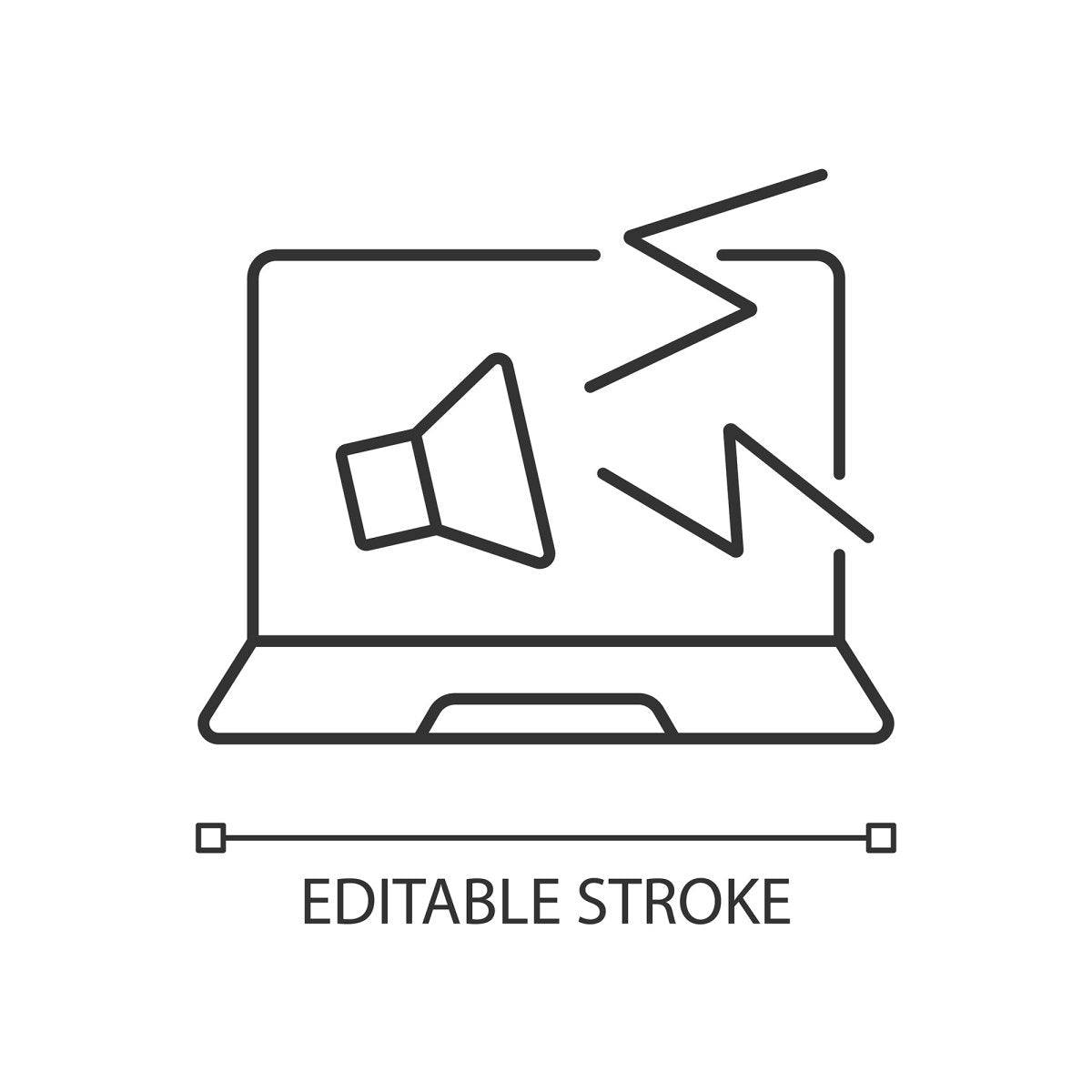 Computer problems linear icons set