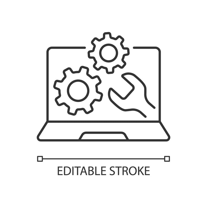 Computer problems linear icons set