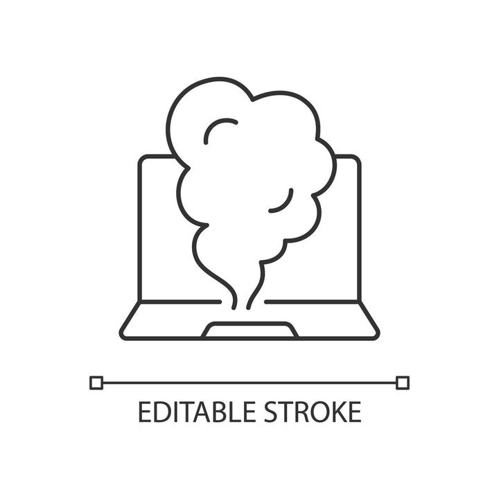 Computer problems linear icons set