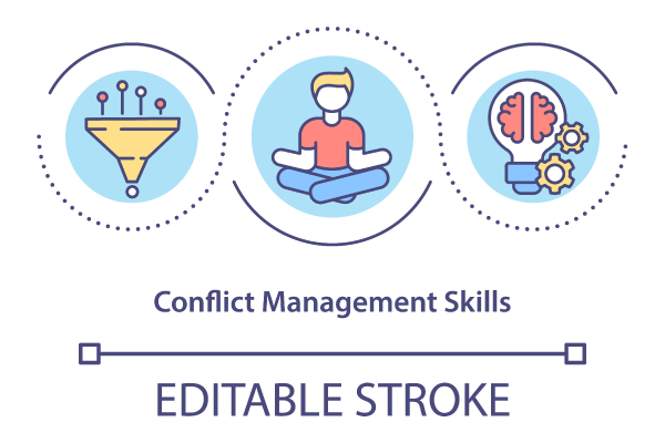 Conflict Management Skills Icons Bundle