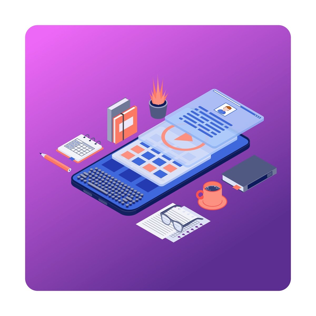 Content marketing & copywriting isometric concept icons set