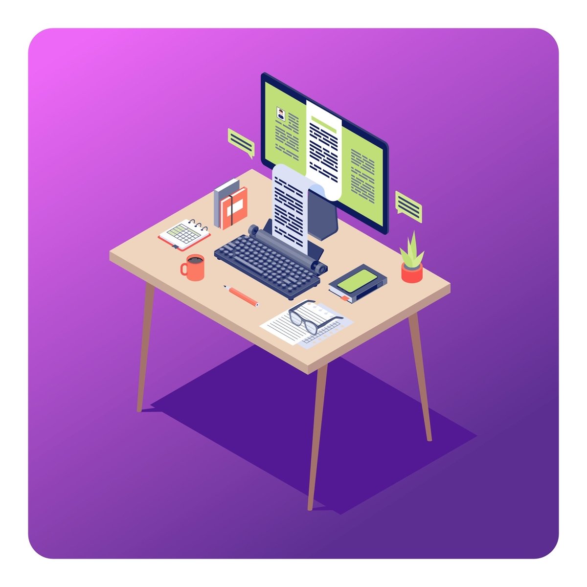 Content marketing & copywriting isometric concept icons set