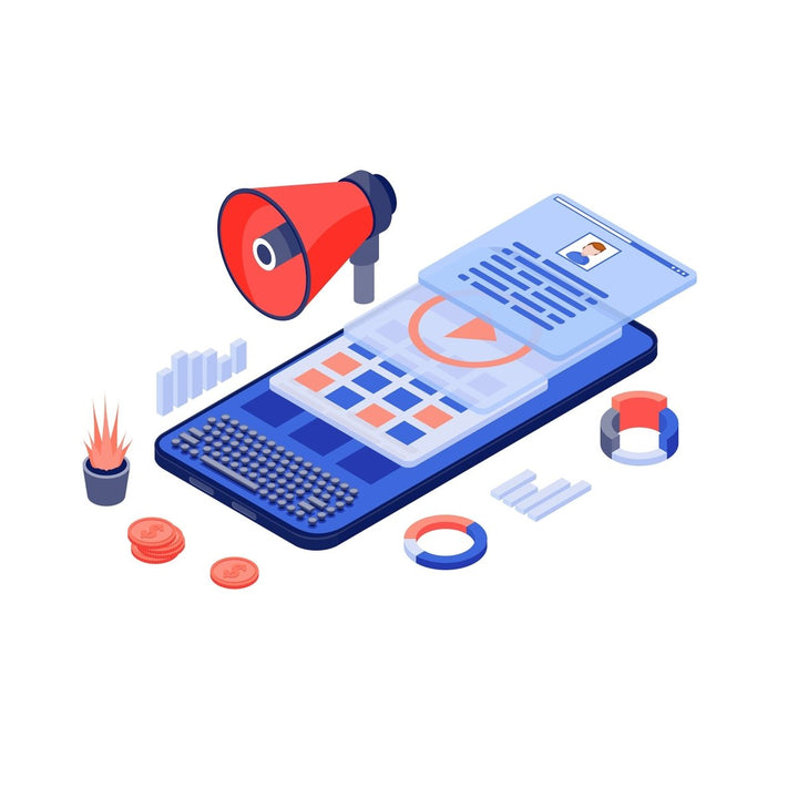 Content marketing & copywriting isometric concept vector icons set