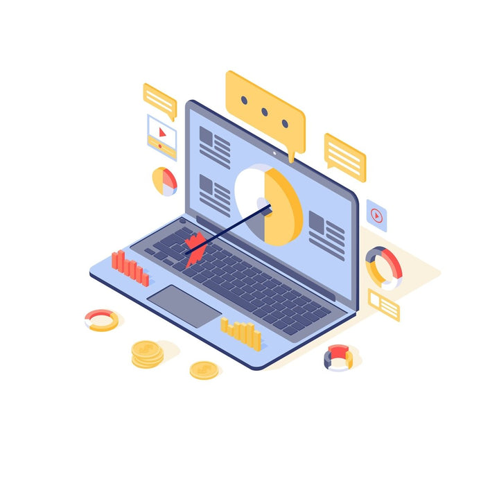 Content marketing & copywriting isometric concept vector icons set