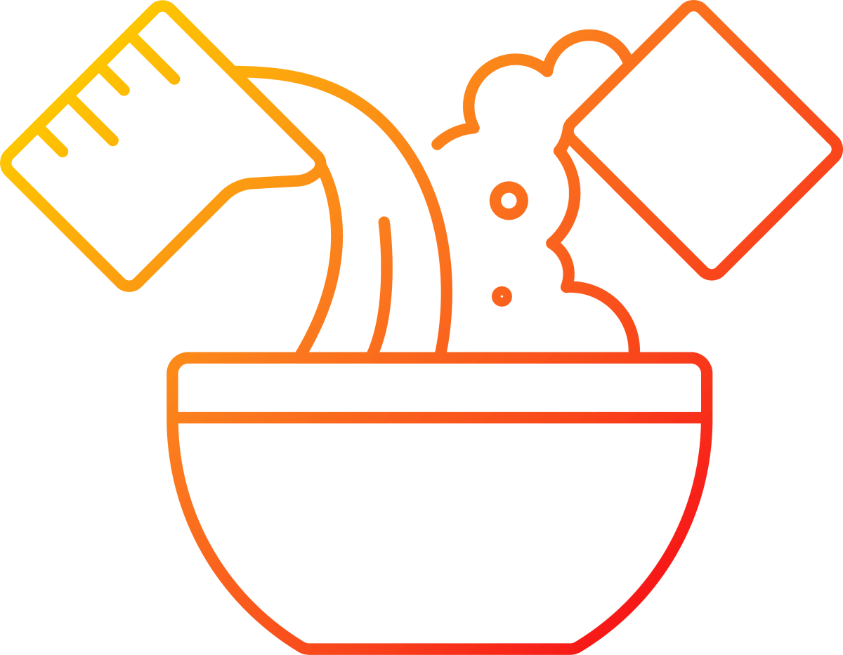 Cooking instruction gradient linear vector icons set