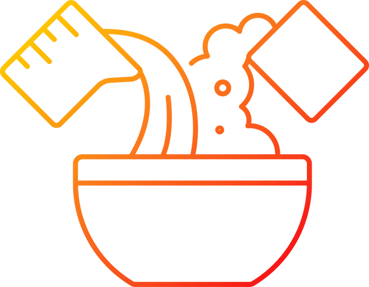 Cooking instruction gradient linear vector icons set