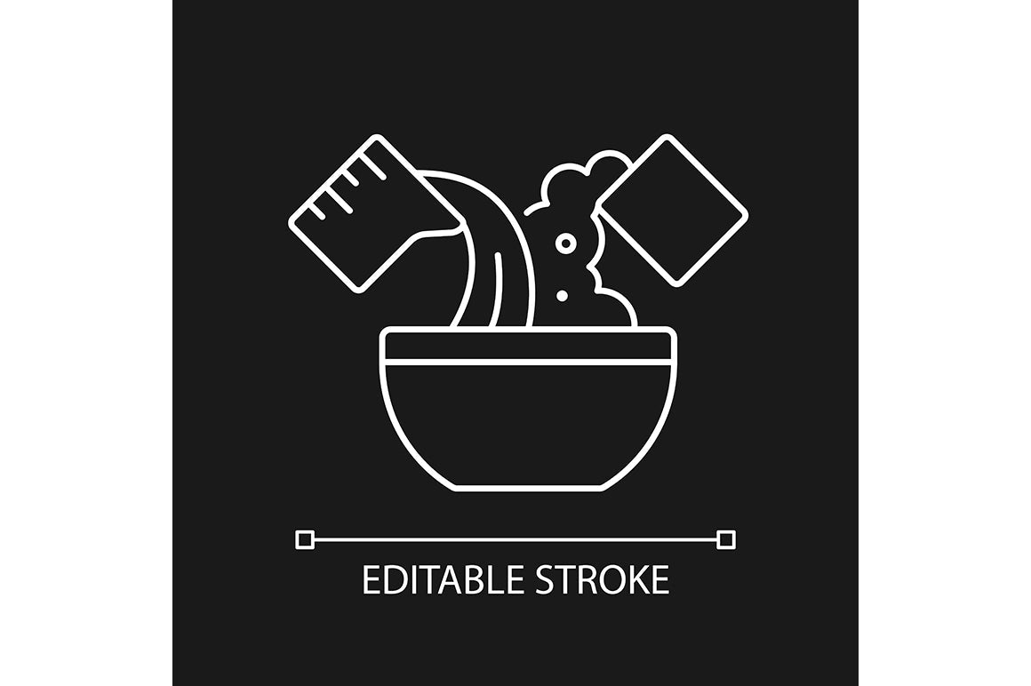 Cooking instruction linear icons set for dark and light mode