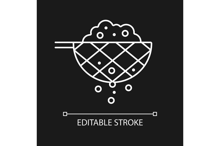 Cooking instruction linear icons set for dark and light mode