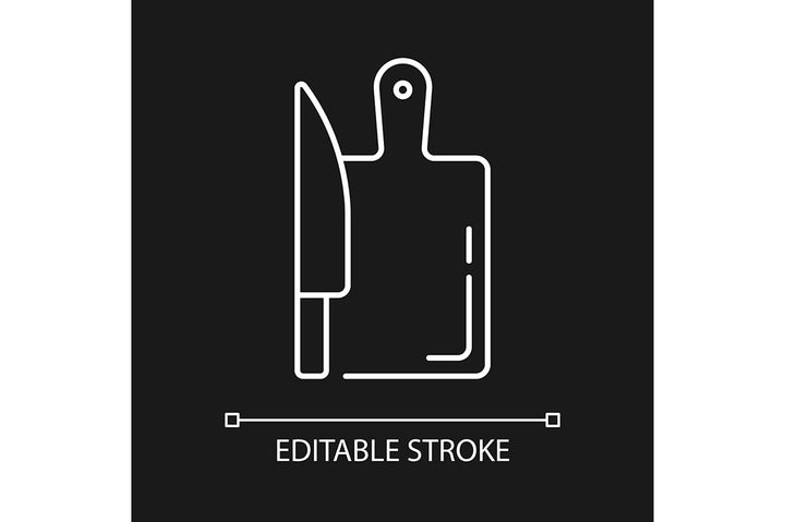 Cooking instruction linear icons set for dark and light mode