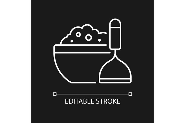Cooking instruction linear icons set for dark and light mode
