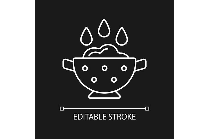 Cooking instruction linear icons set for dark and light mode