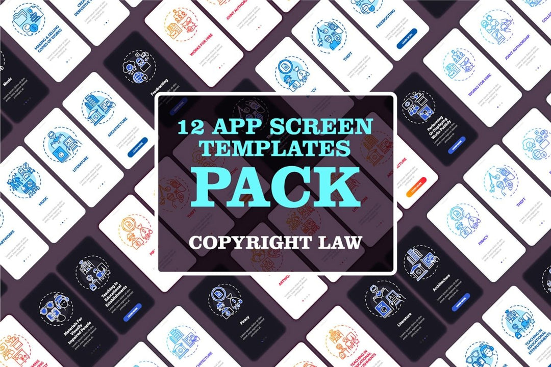 Copyright exclusion onboarding mobile app page screen bundle