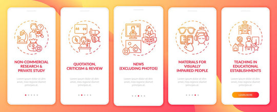 Copyright exclusion onboarding mobile app page screen bundle