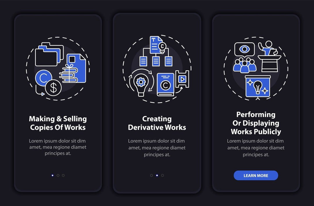 Copyright exclusion onboarding mobile app page screen bundle