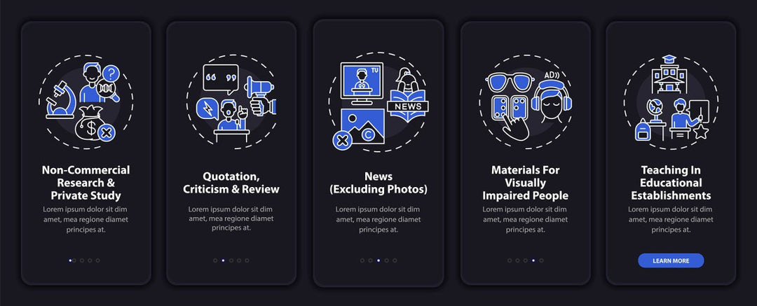 Copyright exclusion onboarding mobile app page screen bundle