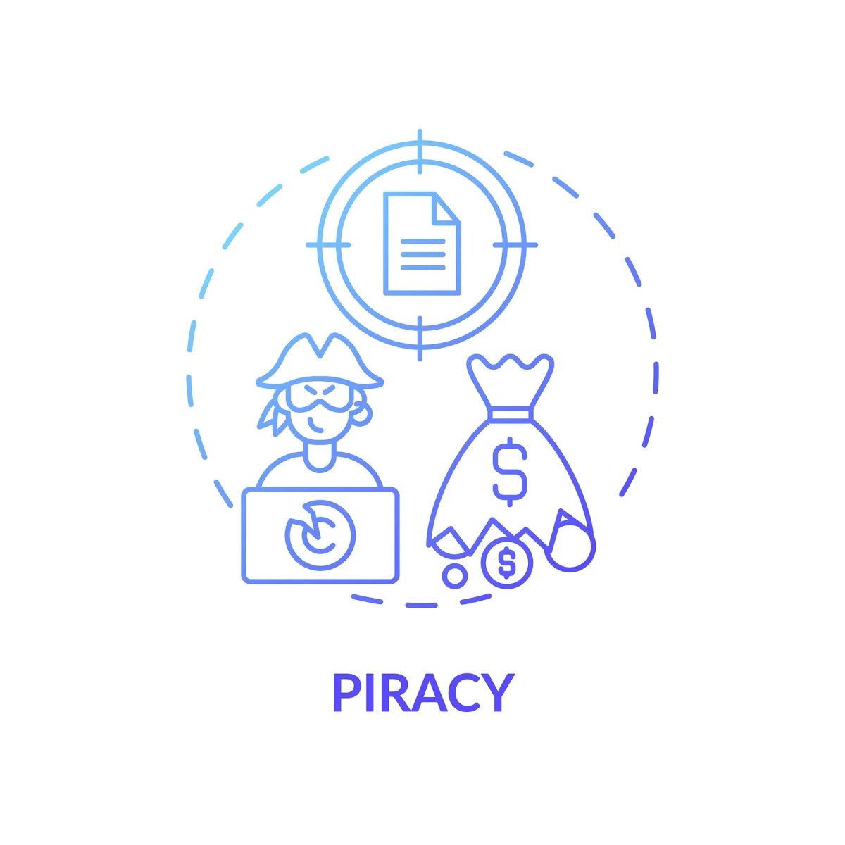 Copyright law concept icons bundle