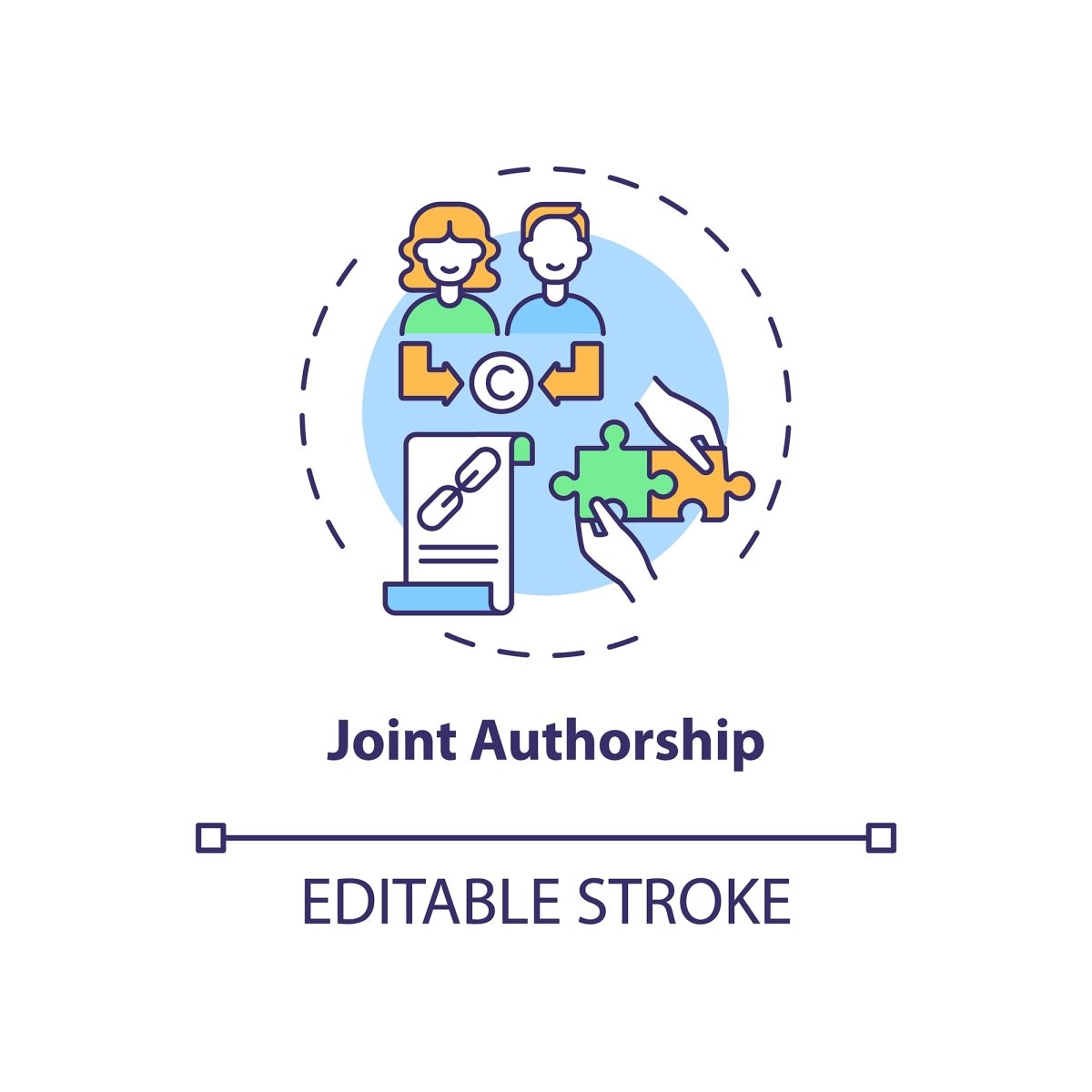 Copyright law concept icons bundle