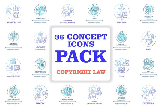Copyright law concept icons bundle