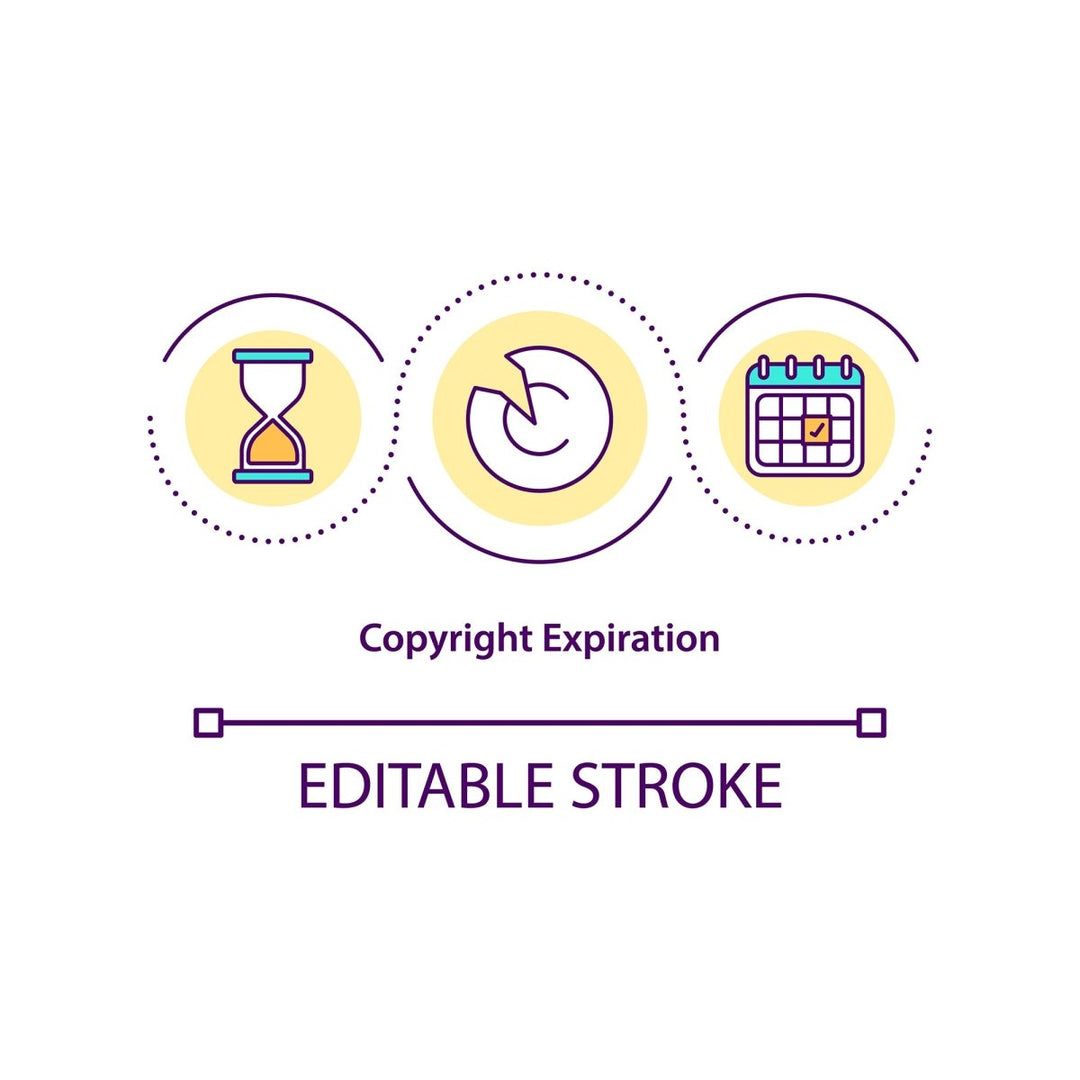 Copyright law concept icons set