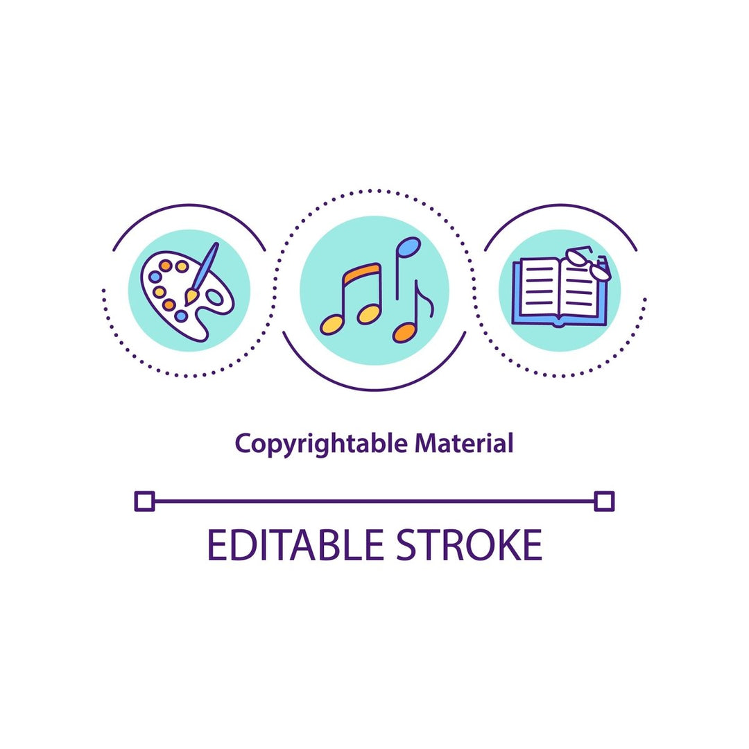 Copyright law concept icons set