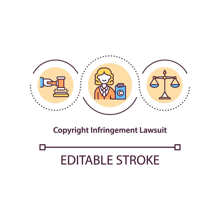 Copyright law concept icons set