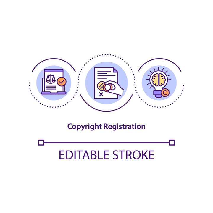 Copyright law concept icons set