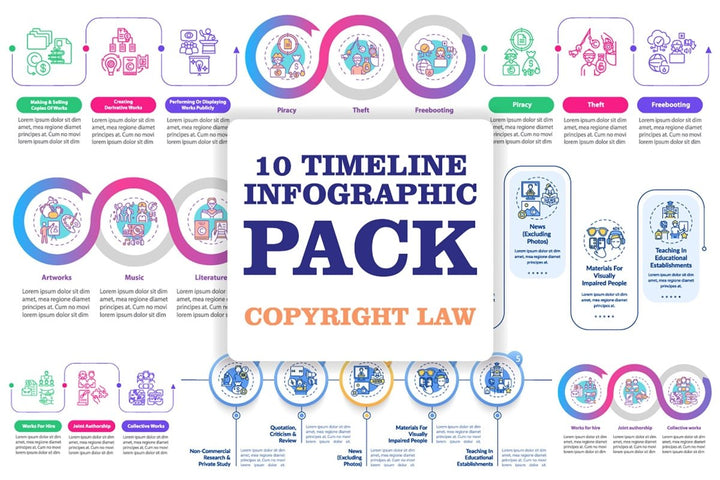 Copyright law vector infographic template bundle