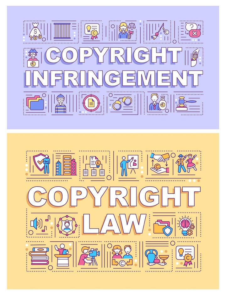 Copyright law word concepts banner set