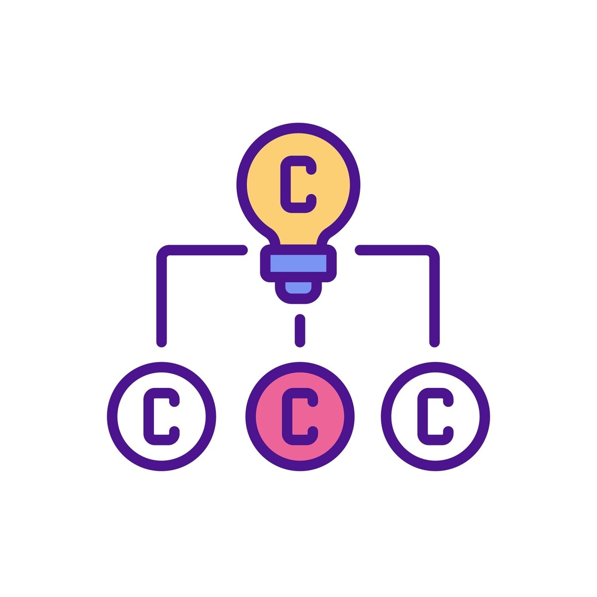 Copyright RGB color icons set