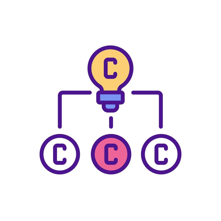 Copyright RGB color icons set