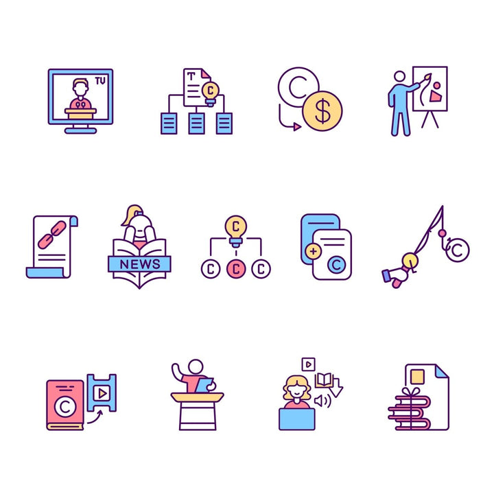 Copyright RGB color icons set