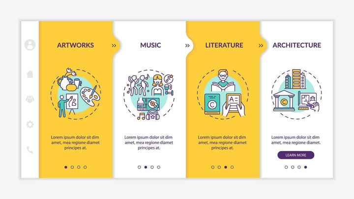 Copyright specificity onboarding vector template bundle