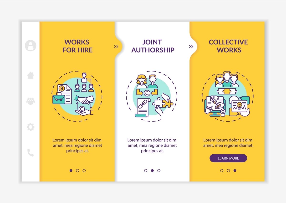 Copyright specificity onboarding vector template bundle