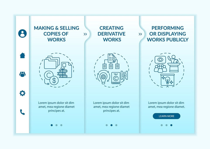 Copyright specificity onboarding vector template bundle