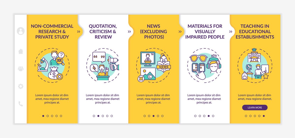 Copyright specificity onboarding vector template bundle